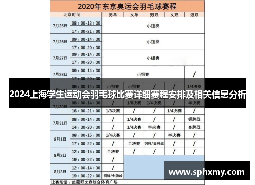 2024上海学生运动会羽毛球比赛详细赛程安排及相关信息分析