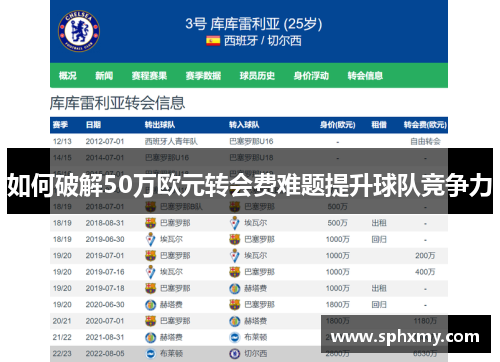 如何破解50万欧元转会费难题提升球队竞争力
